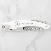 Elegant Modern Monogram Family Name Waiter's Corkscrew