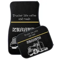 Shiny Gold Semi-Truck Illustration Car Floor Mat