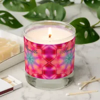 Monogram Name Colorful Blue Star Pattern | Scented Candle