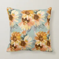 Watercolor Sunflowers Throw Pillow