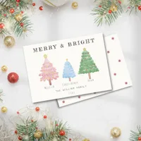 Watercolor Christmas Trees Family Name Non Photo Holiday Card