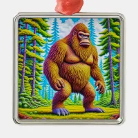 Funny Bigfoot Sasquatch Christmas Metal Ornament