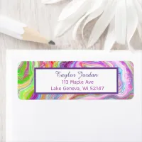 Purple Pink Marble Fluid Art Personalized Label
