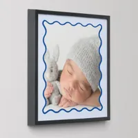 Blue Retro Wavy Border  Peel And Stick Photo Tile