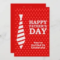 Fathers Day White Tie Red Dots Dinner BBQ Party Invitation