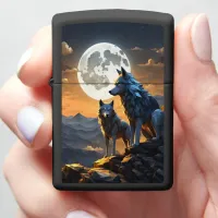 Full Moon and Wolf's Howl Zippo Lighter