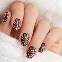 Pink Orange Black Polka Dot Halloween Nail Wraps