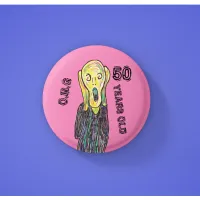 50 years old birthday any age  6 cm round badge button