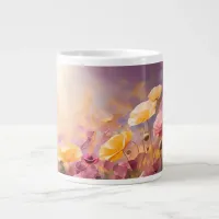 Poppies growing in a field - Watercolour Pastels Giant Coffee Mug