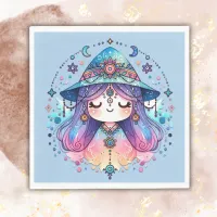 Cute Bohemian Queen with Blue Background | Napkins