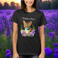 Petals and Purr Cute Cat and Pretty Flowers T-Shirt
