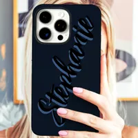 Modern Navy Minimalist Script Name iPhone 16 Pro Max Case