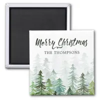 Watercolor Pine Trees Christmas Magnet