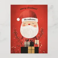 Customizable Santa on Sledge Pulled By an Elk Holiday Postcard