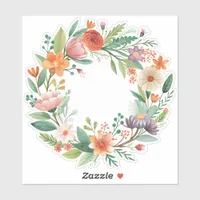 Coral Wildflower Wreath Custom-Cut Vinyl Sticker