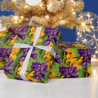 A Field of Purple and Gold: Irises and Liles Wrapping Paper