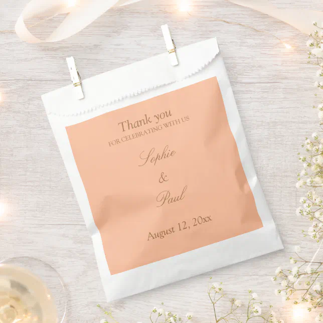 Peach Golden Beige Wedding Thank You Favor Bags