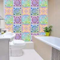 Colorful ceramic tile imitation geometric pattern wallpaper