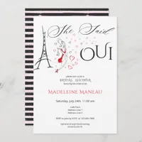 Chic French Parisian She Said Oui Bridal Shower Invitation