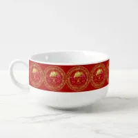 Chinese Zodiac Rat Red/Gold ID542 Soup Mug