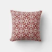 Geometric Red White Christmas Snowflake Pattern Throw Pillow