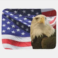 American Bald Eagle and Flag Baby Blanket