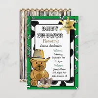 Lil' Sheriff Teddy Bear Cowboy  Baby Shower Invitation