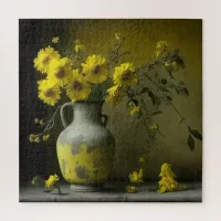 Antique Vase of Yellow Flowers Jigsaw Puzzle