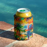 [Tequila Sunrise] Tropical Island Time Drink Beer Can Cooler