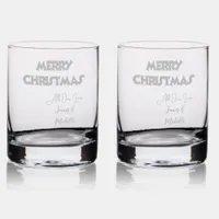 Merry Christmas All Our Love 'Names" etched Rocks Glass