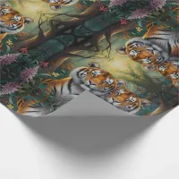 Cute Tiger Couple in forest Wrapping Paper