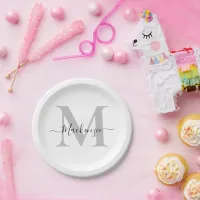 Personalize Monogram Initial Name Paper Plates