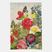 Vintage Flower Bouquet with Butterflies Hand Towel