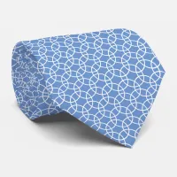 Circle Pattern Geometric Cool Mid Blue White Work  Neck Tie