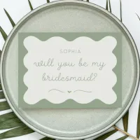 Modern Sage Green Personalized Bridesmaid Proposal Note Card