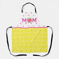 Preppy Pink and Yellow Tulip Bouquet Mom Apron
