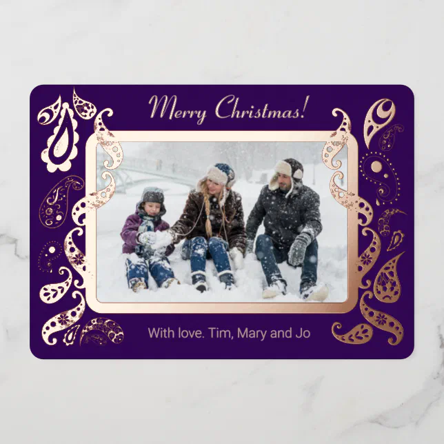 Merry christmas - pink gold decorations  foil holiday card