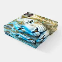 Majestic White and Gold Lion   Paperweight