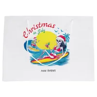 Skeleton Christmas in July Beach Surf Naughty Large Gift Bag