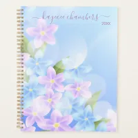 Elegant Personalized Purple & Blue Flowers Custom Planner