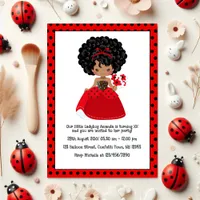 Ladybug Black Princess Fairy Tale Birthday Party Invitation