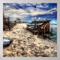 Dilapidated Abandoned Beach Post Apocalyptic  Poster