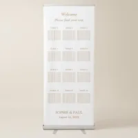 White Golden Beige 12 Table Seating Chart Retractable Banner