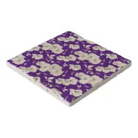 Watercolor White Orchid on Purple | Trivet