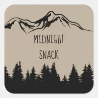 Rustic Woodsy Mountain Midnight Snack Favor Square Sticker