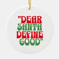 Dear Santa Red and Green Groovy Font Ornament