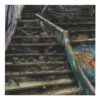 Urban Art on Stairs Abandoned Building Faux Canvas Print