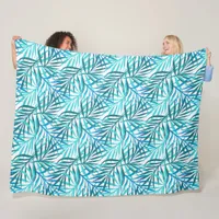 Abstract Tropical Leaf Botanical Fleece Blanket