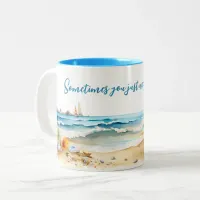 Sea Beach Watercolor | Travel | Coffee Two-Tone Coffee Mug