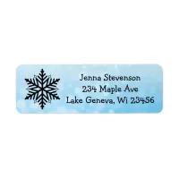 Snowflake Blue Christmas Holidays Winter Label